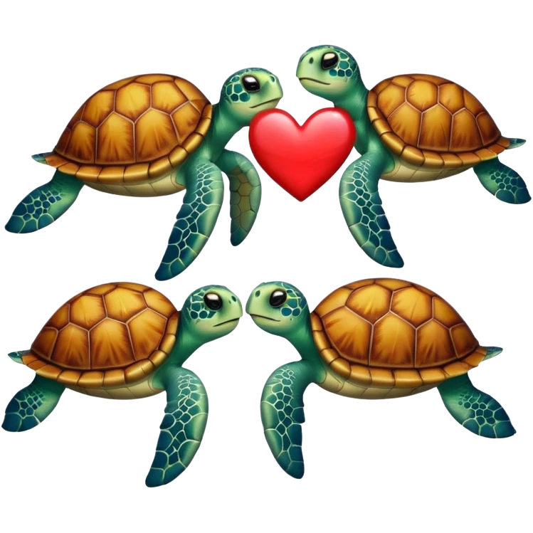 Sea turtles with heart emoji