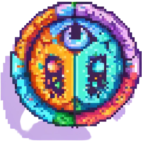 Discord logo in a Geometry Dash-inspired style, using bold geometric forms, digital effects, and vivid colors emoji