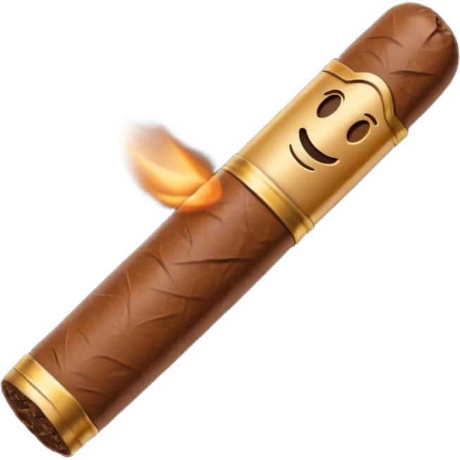 Emoji-style cigar icon, dark brown wrapper, subtle smoke, minimalistic, clean silhouette emoji