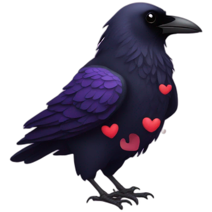 raven with hearts emoji