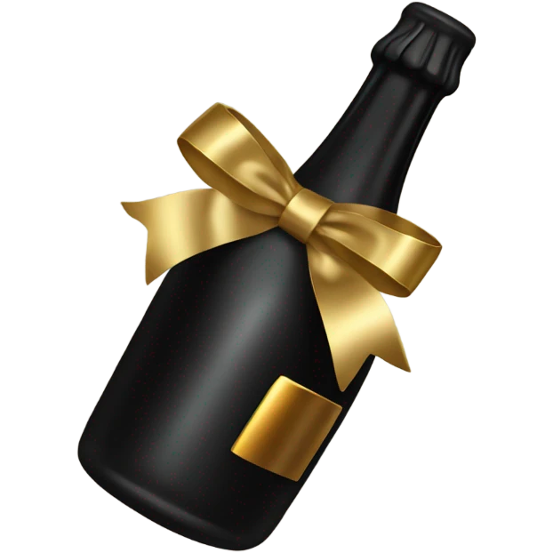 black champagne bottle with gold bow emoji