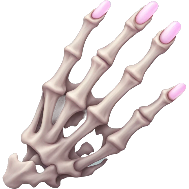 skeleton hand with long light pink nails emoji