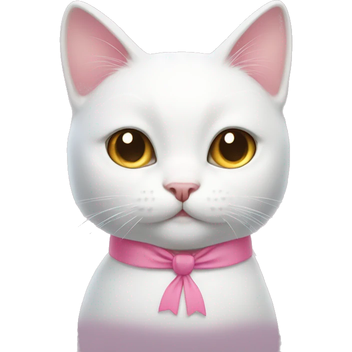 White cat with a pink bow at the top of their head emoji