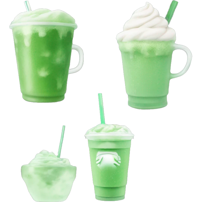 Green iced matcha with cold foam super aesthetic and cute Starbucks emoji