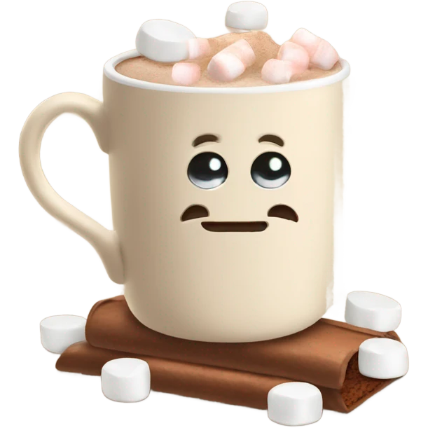 Light beige mug of hot chocolate with marshmallows  emoji