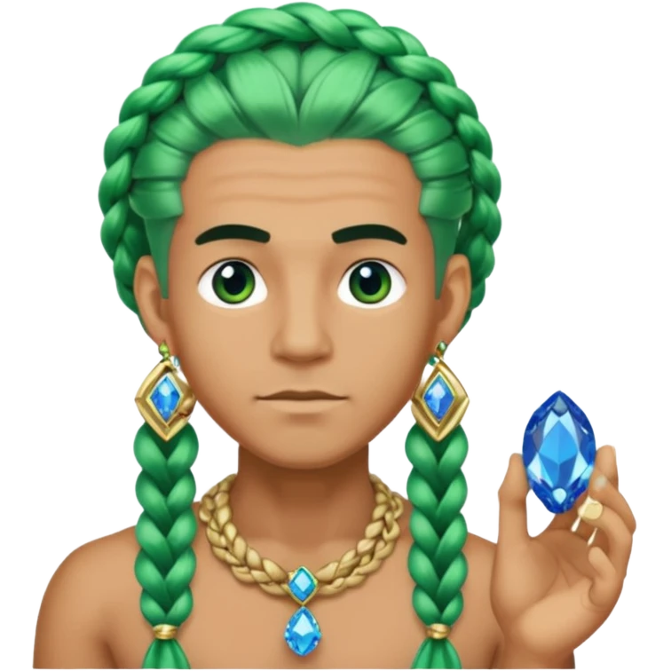 gem lover man with gem accessories excessive amount very big gem earrings green braided hair and blue diamonds  emoji
