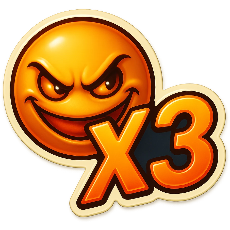 grin EVIL LOOk , Make it say "X3"" emoji