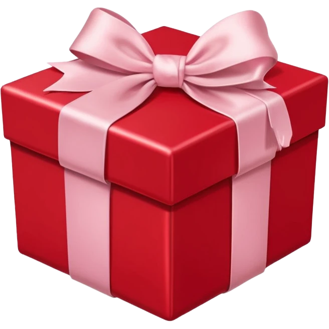 red  gift box with light pi,k satin bow emoji