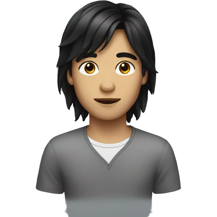 Boy with long black hair emoji