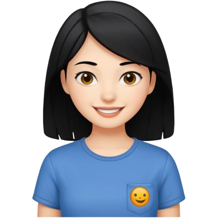 girl with black hair in class, casual shirt top emoji