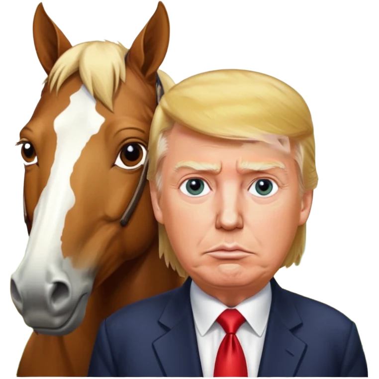 Donald trump with white liquid around trumps lips with a horse emoji