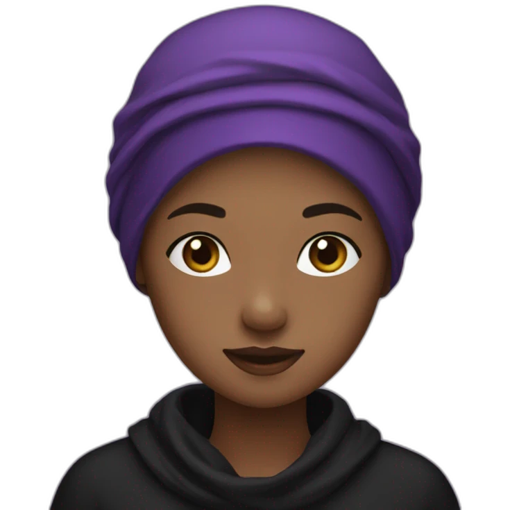 A girl with an black dress and purple sweather and Black headscarf emoji