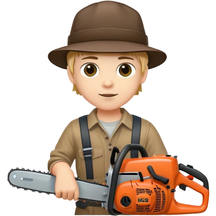 boy with chainsaw in hat emoji