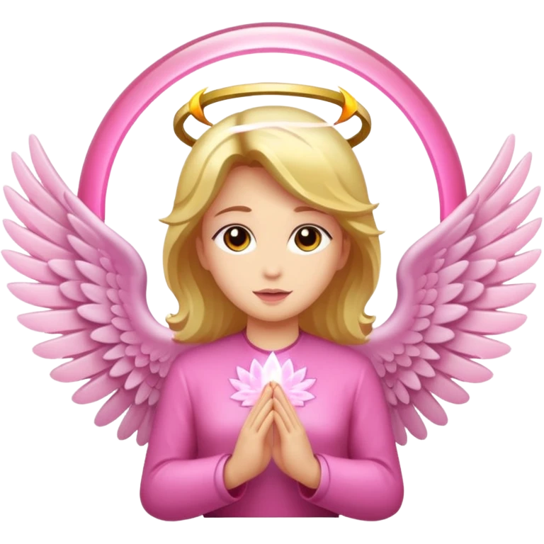 Alas de angel color rosa con un aro de luz rosado y aura rosado emoji