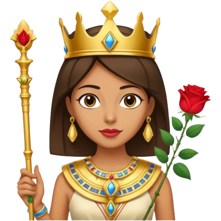woman, Egypt, rose, scepter emoji
