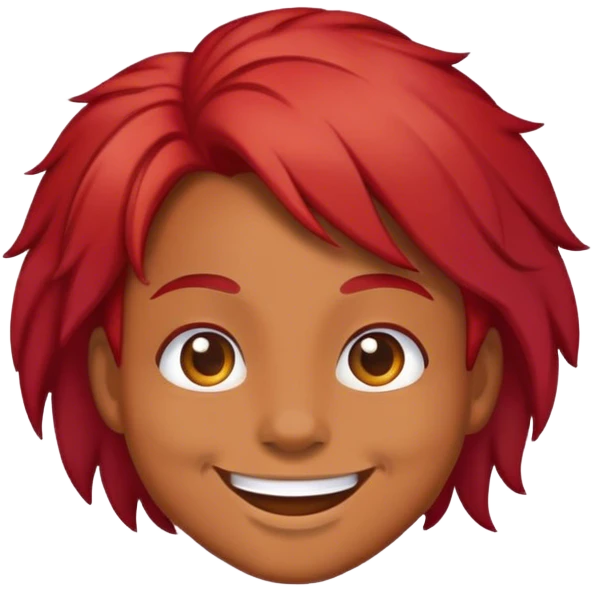 brownskin emoji smiling with red hair  emoji