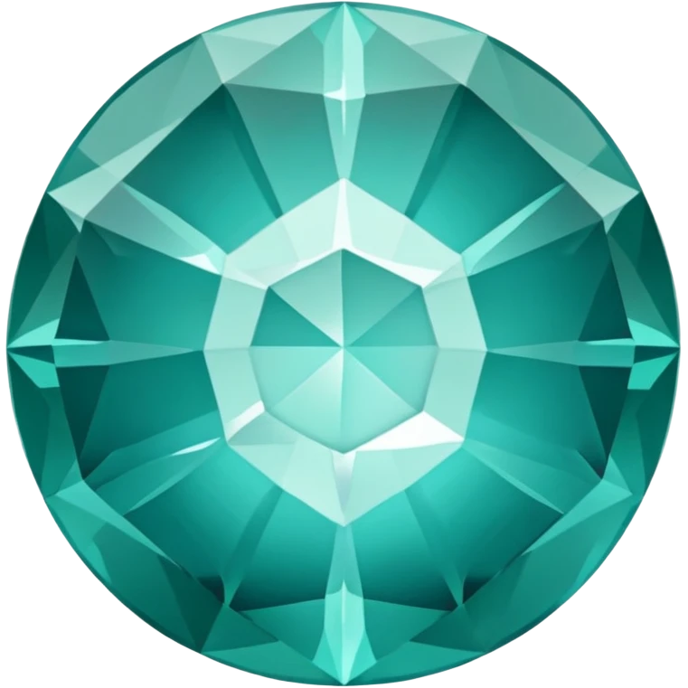 Faceted round grandidierite gem with teal blue-green hue and clear transparency emoji