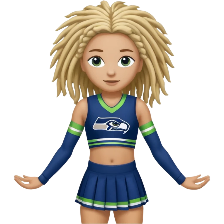 Blonde dreadlocks , blue eyes , cheerleader , full body , Seattle Seahawks emoji