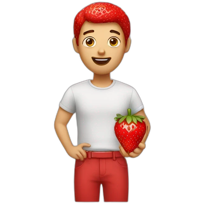 Guy eating a strawberry  emoji