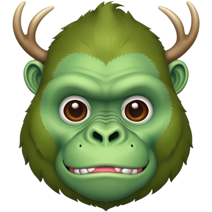 💚🦍 with antlers and body without legs emoji