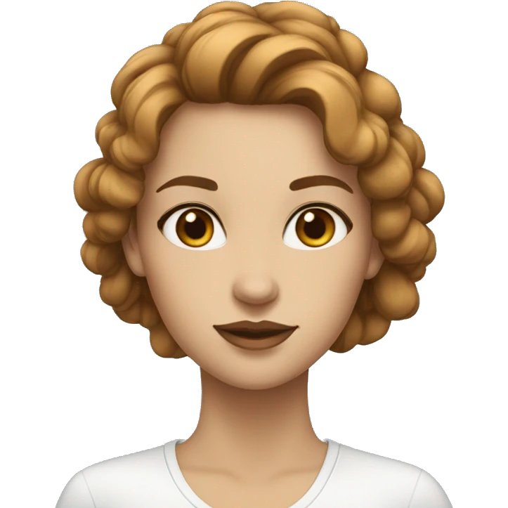 femme; peau blanche; cheveux marron; yeux bleu emoji