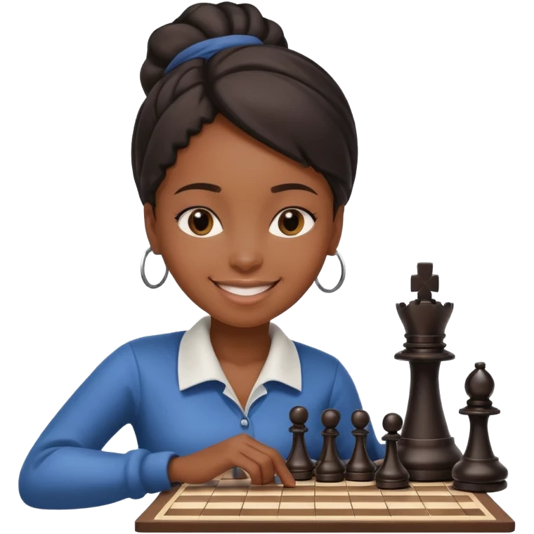 black girl playing chess emoji