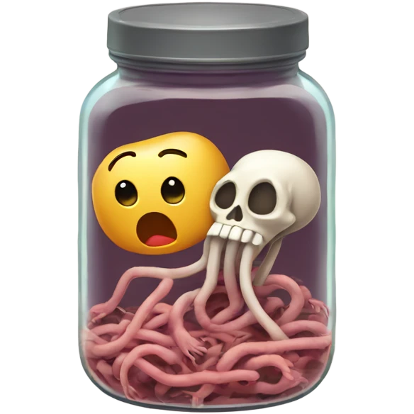 Sad jar of worms crying next to heart skeleton emoji