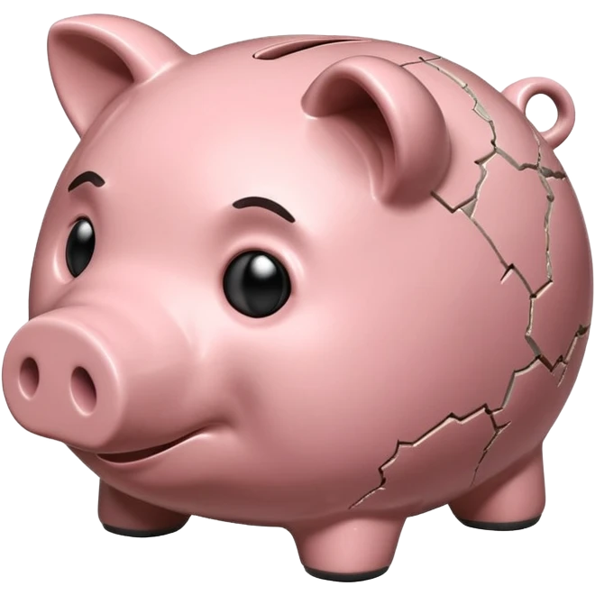 emoji of sad piggy bank, right view emoji