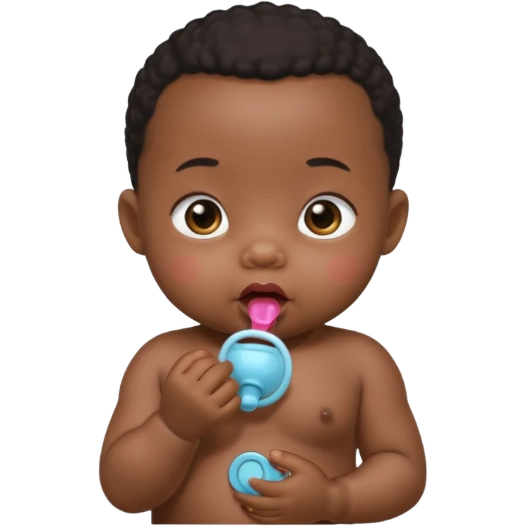 Black baby using pacifier blushing emoji