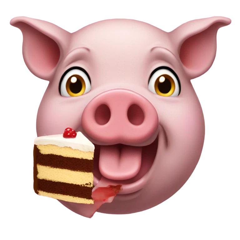 Pig eating cake emoji