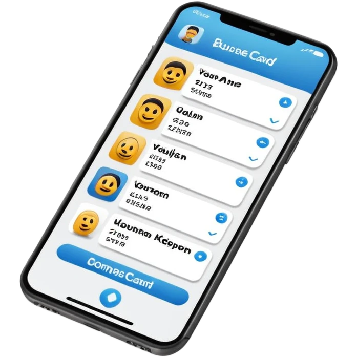 digital busniess card on a phone screen in english written just a phone screen no hands and a very professional without any empji emoji