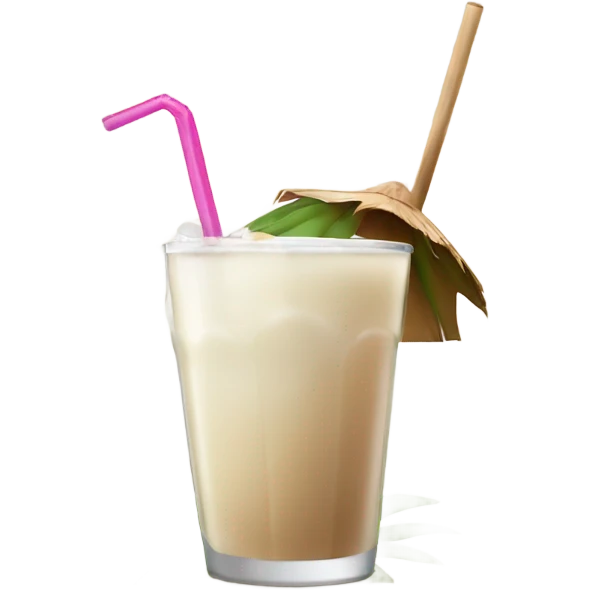 Coconut juice with straw in the coconut emoji