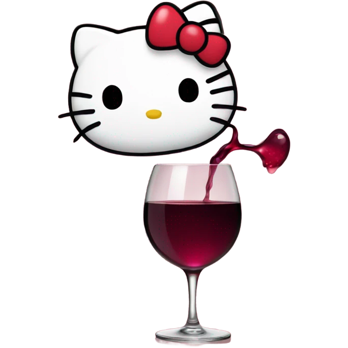 Hello Kitty drinking red wine emoji