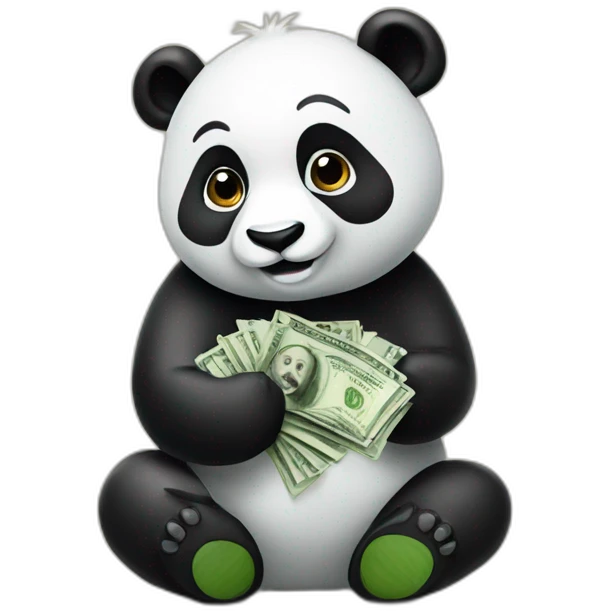 panda counts cash from selling bamboo emoji