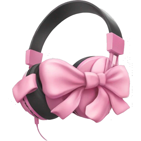 Soft pink headphones with pink bow emoji
