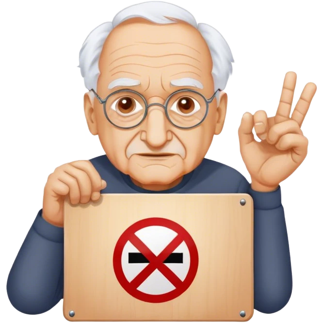 Frank Gehry with a "Ban AI" sign emoji
