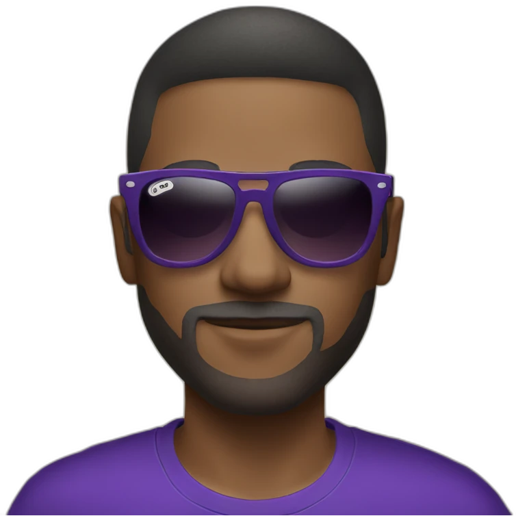 DJ with rayban sunglasses and a purple t shirt emoji