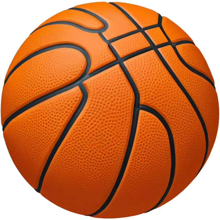 Cinematic Realistic image of a basketball rendered in vivid orange with a pebbled surface texture and crisp stitching details, set against a high-contrast backdrop that highlights its dynamic, sporty essence emoji