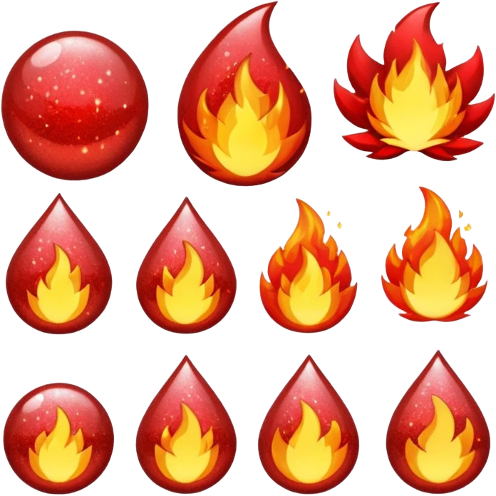 glitter color red fire emoji
