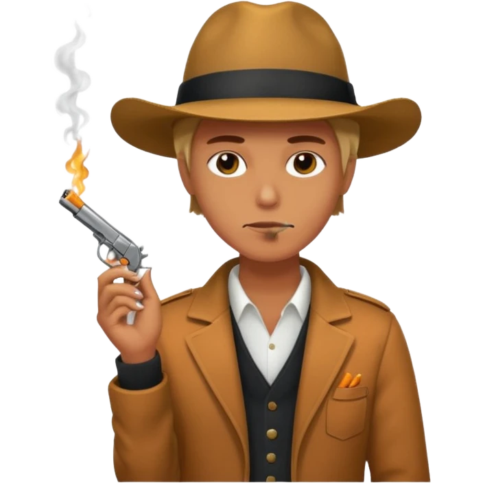 Smoking cigarette, holding gun emoji
