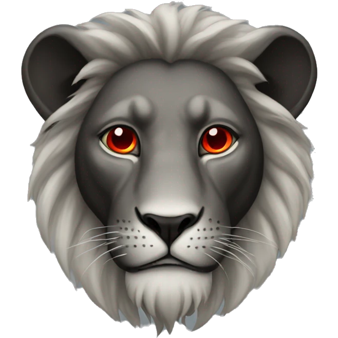 Black lion with red eyes emoji