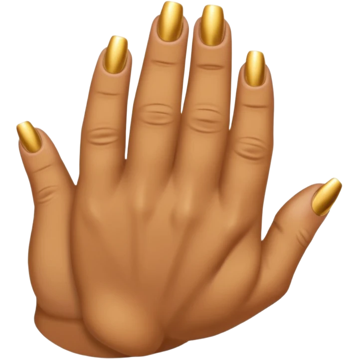 Tan skin hand with short mens gold nails emoji