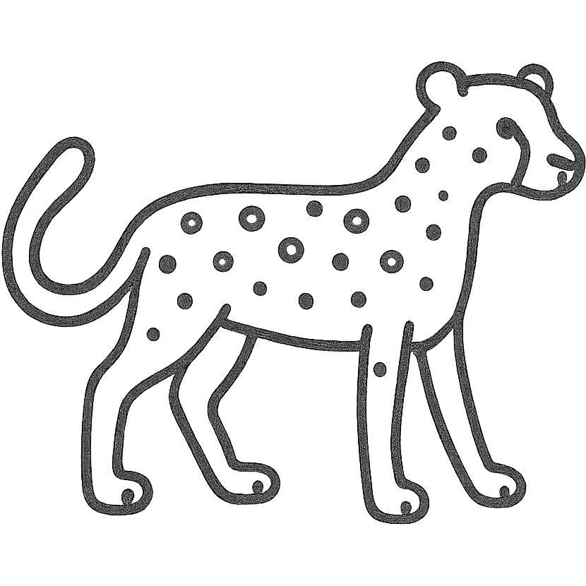cheetah hand drawn black outline style emoji