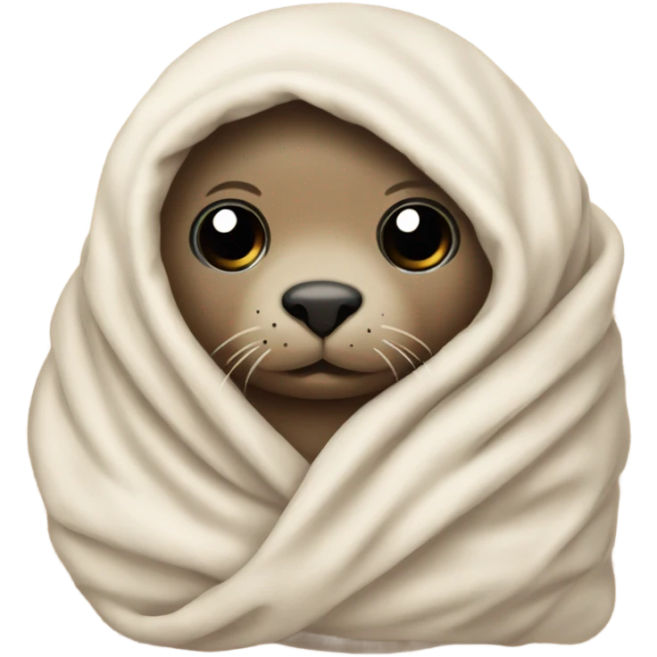 Brown baby seal wrapped in blanket emoji