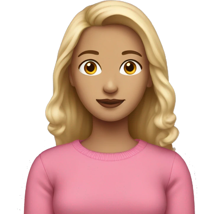 Girl dark blonde pink sweater emoji