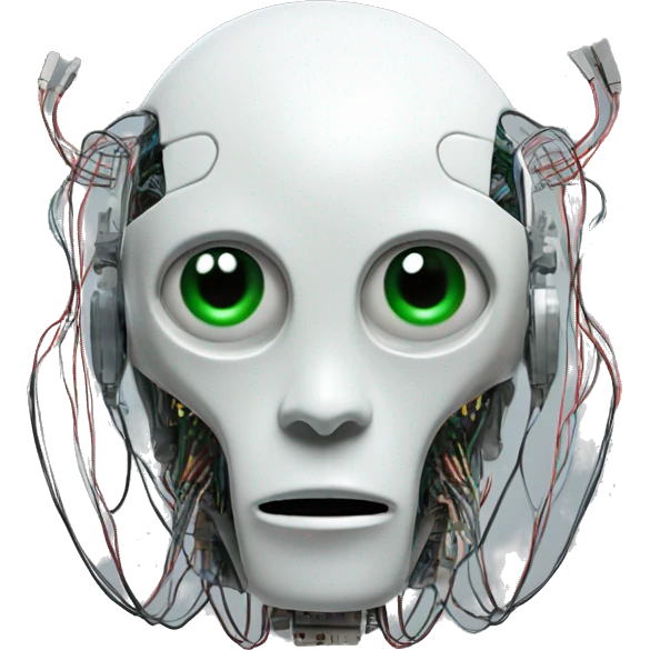 Alien robot head with wires and circuits emoji