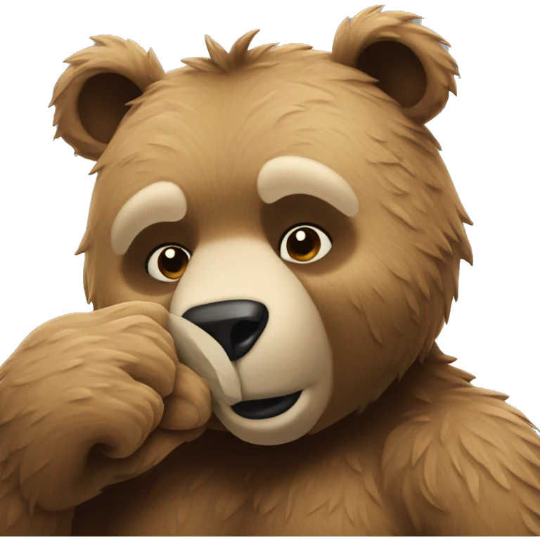 Thoughtful bear scratching his jaw emoji