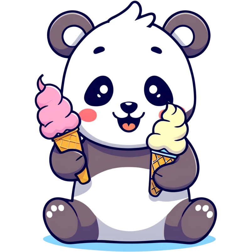 Panda eating ice cream emoji