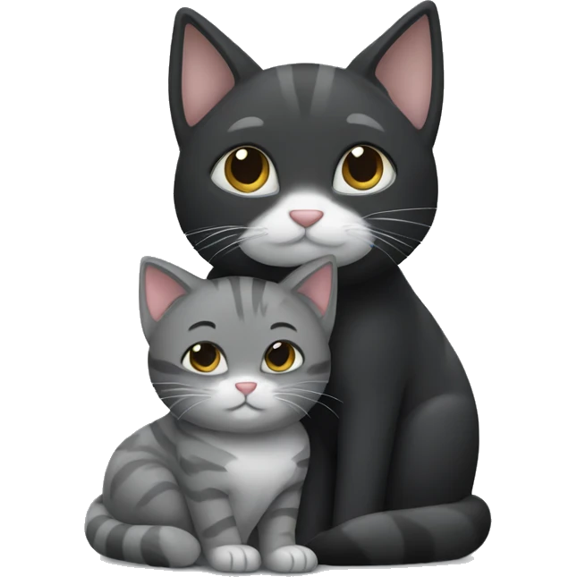 Black and grey cat cuddling emoji