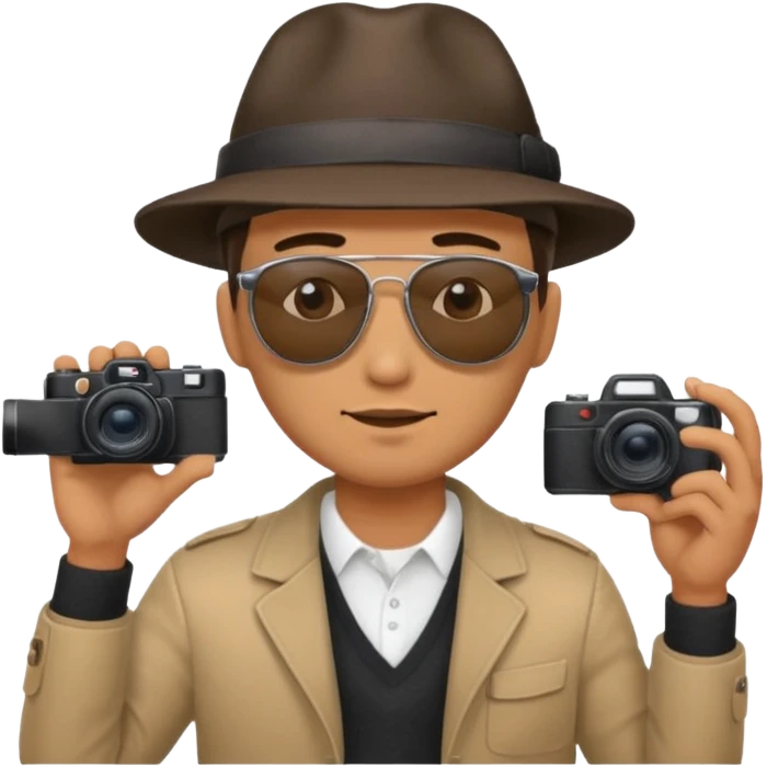 Hombre de espaldas tomando una foto emoji